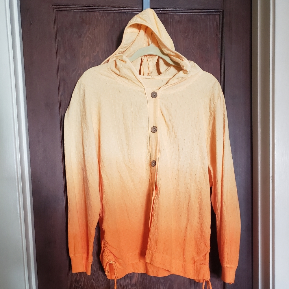 Orange dye fade hooded top